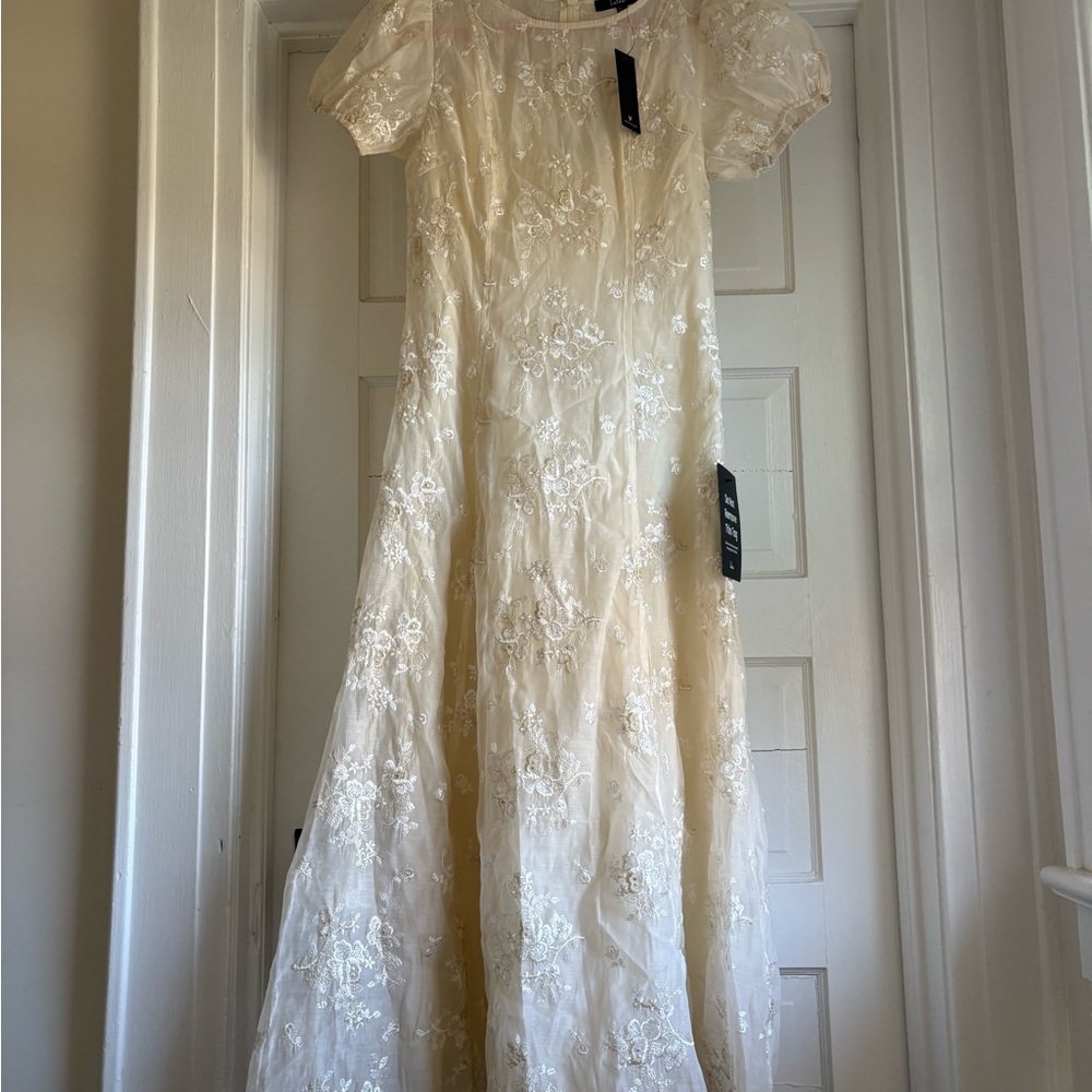 Lulus Cream Embroidered Floral Maxi Dress
